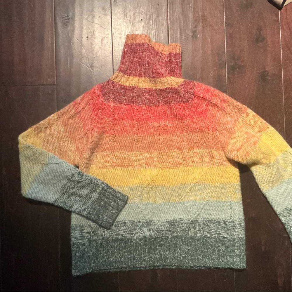 Boston Proper Vibrant Striped Turtleneck Sweater